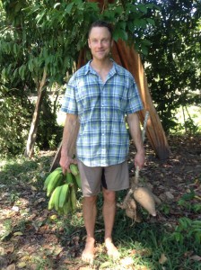 When we were in Costa Rica, we had an abundance of yucca (see photo of John holding yucca he pulled out of the ground!) and plantains. 